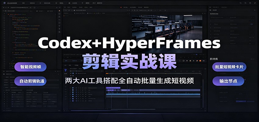 Codex+HyperFrames剪辑实战课：两大AI工具搭配全自动批量生成短视频-网创之家