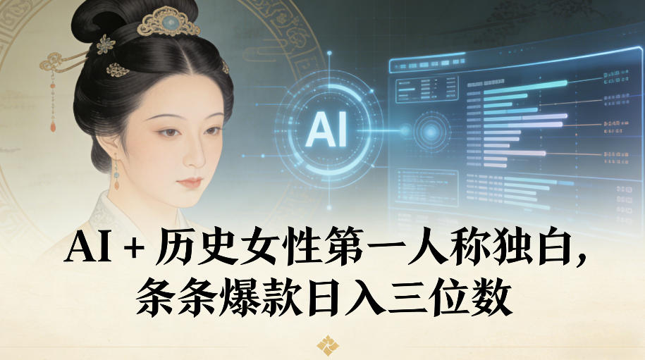 AI+历史女性第一人称独白，条条爆款日入三位数-网创之家