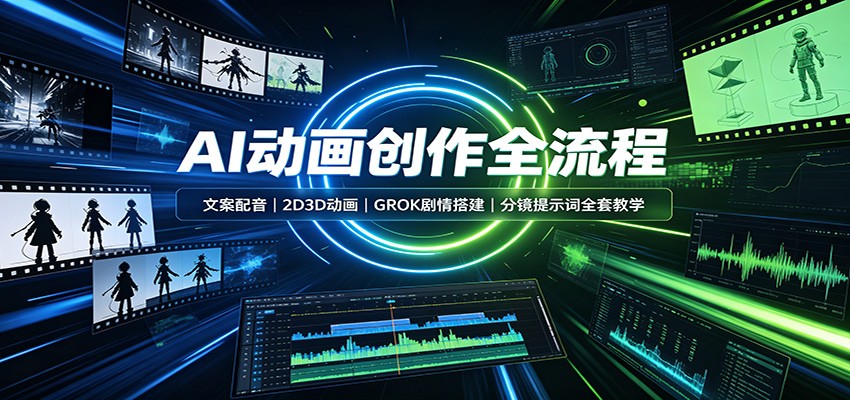 AI动画创作全流程：文案配音，2D3D动画，GROK剧情搭建，分镜提示词全套教学-网创之家
