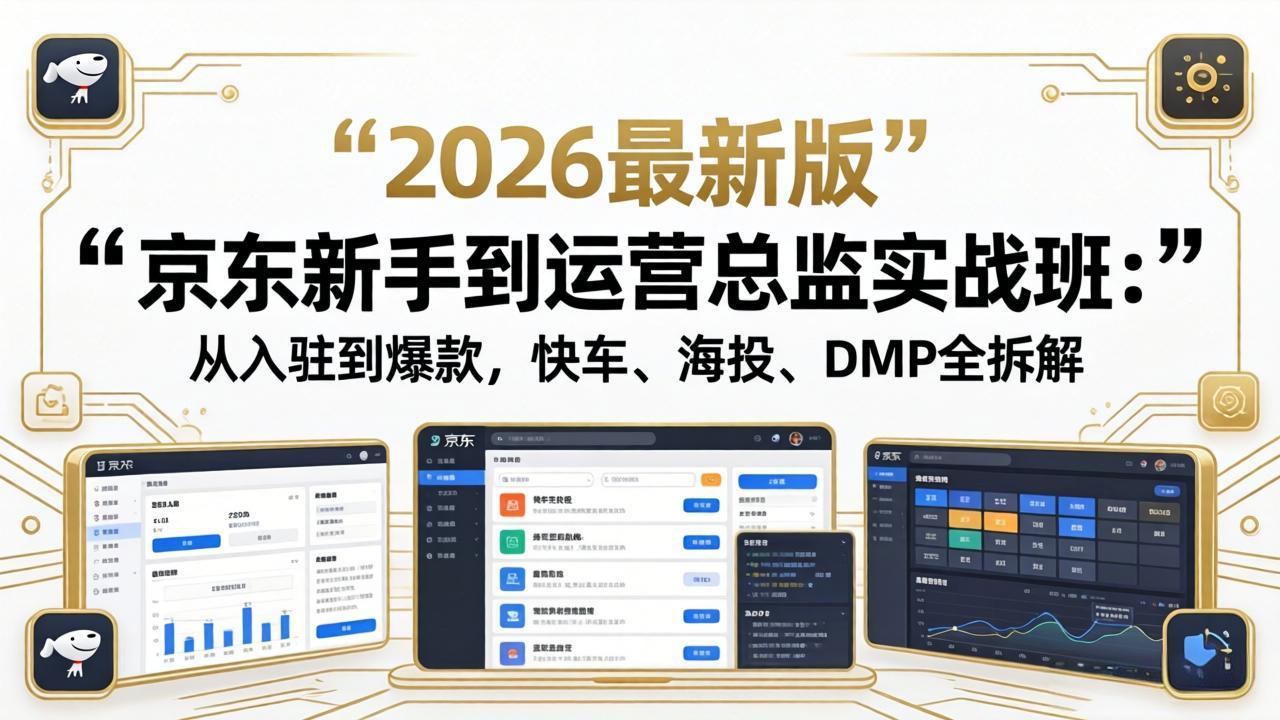 京东新手到运营总监实战班：从入驻到爆款，快车、海投、DMP全拆解，2026最新版-网创之家