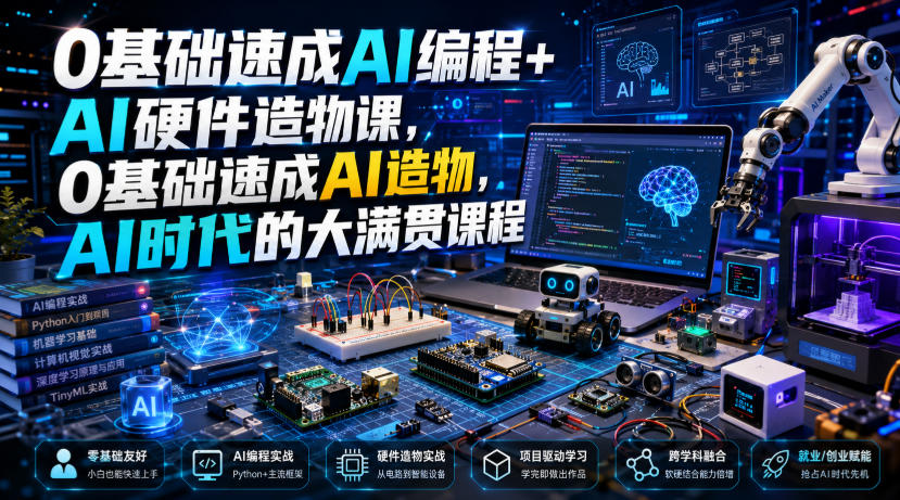 0基础速成AI编程+AI硬件造物课，0基础速成AI造物，AI时代的大满贯课程-网创之家