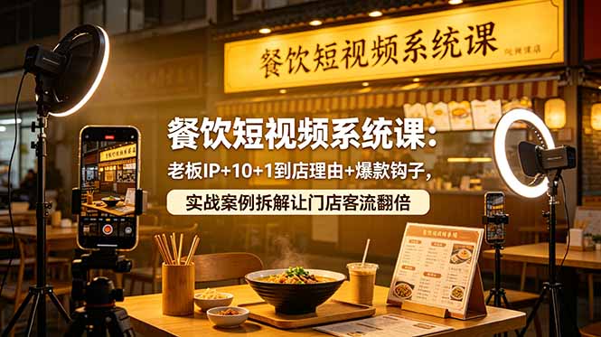 餐饮短视频系统课：老板IP+10+1到店理由+爆款钩子，实战案例拆解让门店客流翻倍-网创之家