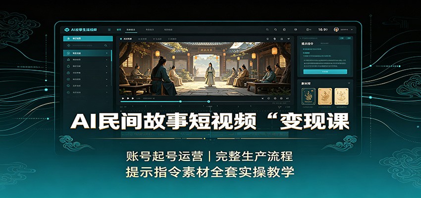 AI民间故事短视频变现课：账号起号运营，完整生产流程，提示指令素材全套实操教学-网创之家
