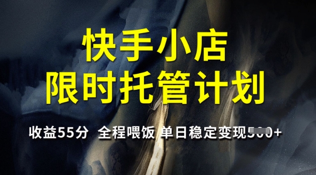 快手小店限时托管计划，收益55分，全程喂饭，单日稳定变现5张【揭秘】-网创之家