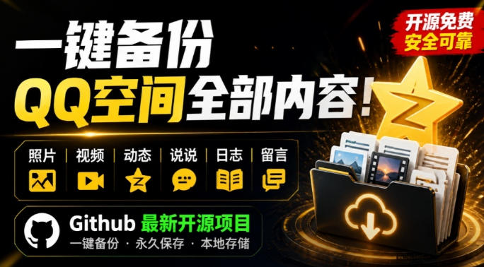 一键将你QQ空间全部内容备份下来！照片/视频/动态信息全存本地，Github最新开源项目QzoneArchive-网创之家