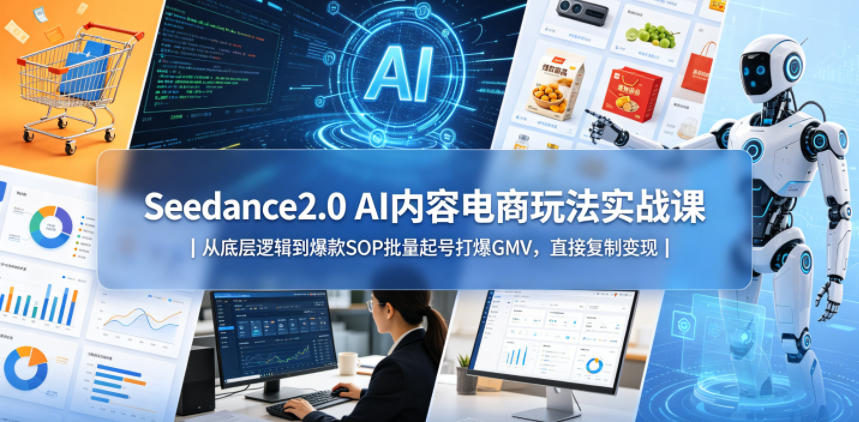 Seedance2.0 AI内容电商玩法实战课｜从底层逻辑到爆款SOP批量起号打爆GMV，直接复制变现-网创之家
