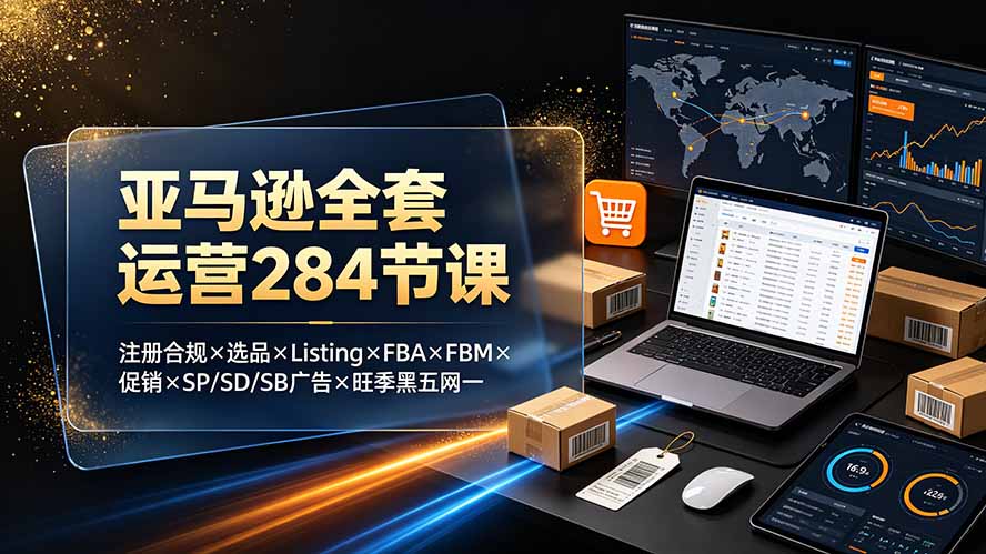 亚马逊全套运营284节课：注册合规×选品×Listing×FBA×FBM×促销×SP/SD/SB广告×旺季黑五网一-网创之家
