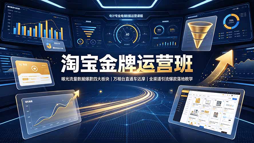 淘宝金牌运营班-7月：曝光流量数据爆款四大板块｜万相台直通车达摩｜全渠道引流爆款落地教学-网创之家