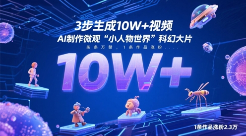 3步生成10W+视频,AI制作微观“小人物世界”科幻大片,条条万赞,1条作品涨粉2.3W-网创之家