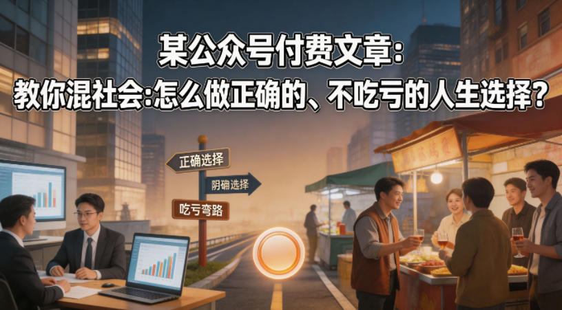某公众号付费文章：教你混社会：怎么做正确的、不吃亏的人生选择？-网创之家