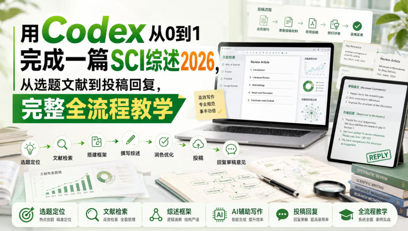 用Codex从0到1完成一篇SCI综述2026，从选题文献到投稿回复，完整全流程教学-网创之家