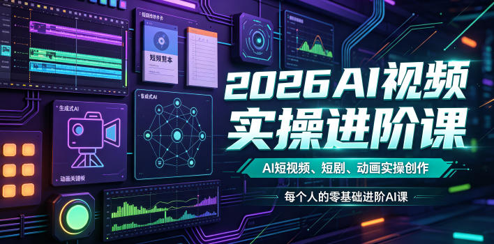 2026AI视频实操进阶课，AI短视频、短剧、动画实操创作，每个人的零基础进阶ai课(更新0825)-网创之家