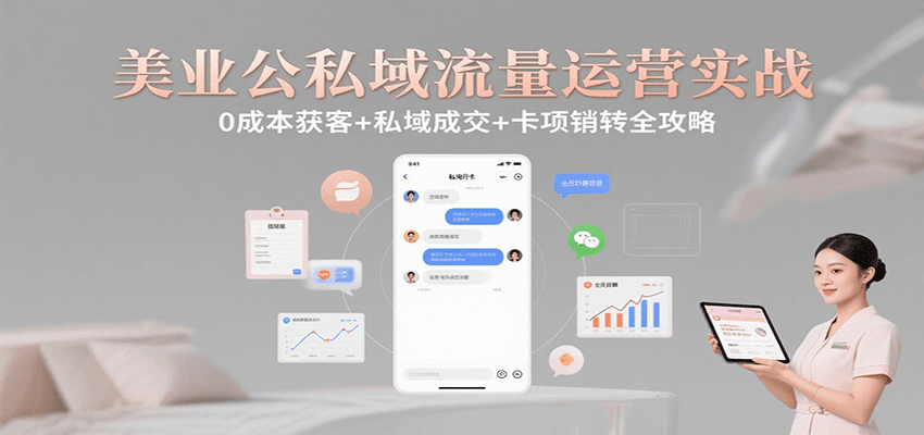 美业公私域流量运营实战:0成本获客+私域成交+卡项销转全攻略-网创之家