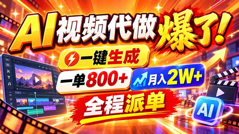 2026年底新赛道，AI视频代做一单800+，小白可做，告别打工-网创之家