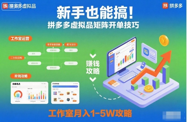 新手也能搞！拼多多虚拟品矩阵开单技巧，工作室月入1-5W攻略【揭秘】-网创之家