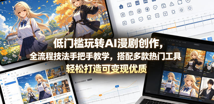 低门槛玩转AI漫剧创作，全流程技法手把手教学，搭配多款热门工具，轻松打造可变现优质作品-网创之家