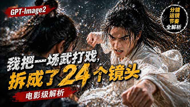 用GPT-Image2，把一段武打对决拆成24个连续镜头，从人物建立、动作衔接、运镜节奏，到情绪爆发-网创之家