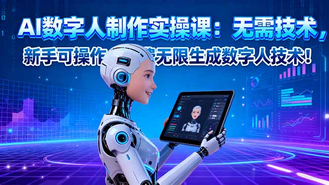 AI数字人制作实操课:无需技术,新手可操作,免费无限生成数字人技术!-网创之家