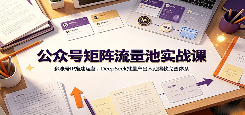公众号矩阵流量池实战课：多账号IP搭建运营，DeepSeek批量产出入池爆款完整体系-网创之家