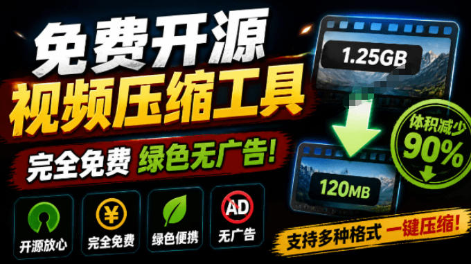 Github开源视频压缩瘦身工具，轻松压缩90%，并保持画质清晰，完全免费绿色无广告！VideoSlim-网创之家