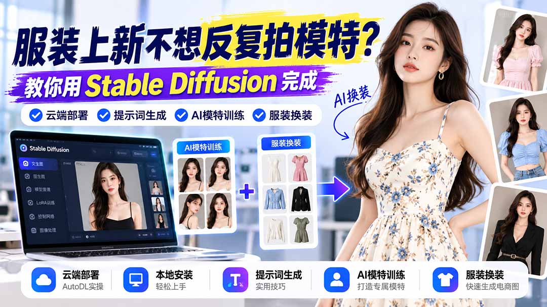 服装上新不想反复拍模特？教你用Stable Diffusion完成云端部署、提示词生成、AI模特训练与换装-网创之家