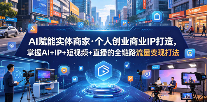 AI赋能实体商家·个人创业商业IP打造，掌握AI+IP+短视频+直播的全链路流量变现打法-网创之家