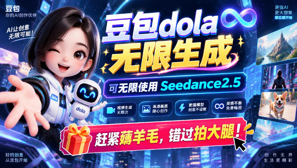 1029最新豆包dola无限生成技术，可以无限生成sseedance2.5，赶紧薅羊毛，和谐拍大腿-网创之家