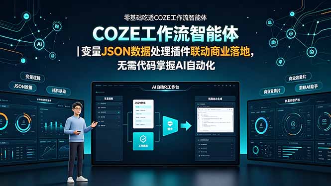 零基础吃透COZE工作流智能体｜变量JSON数据处理插件联动商业落地，无需代码掌握AI自动化-网创之家