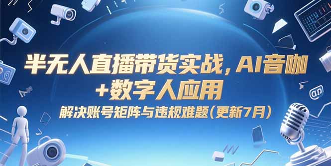 半无人直播带货实战,AI音咖+数字人应用 解决账号矩阵与违规难题(更新7月-网创之家