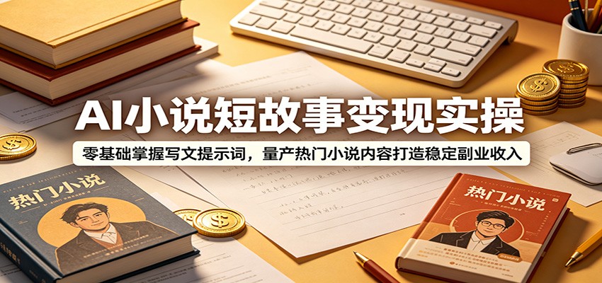 AI小说短故事变现实操：零基础掌握写文提示词，量产热门小说内容打造稳定副业收入-网创之家