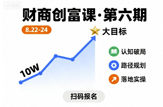 财商创富课第六期8月22-24号，如何从10W起步，一步步实现大目标-网创之家