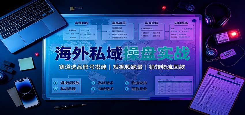 海外私域操盘实战：赛道选品账号搭建，短视频跑量，销转物流回款-网创之家