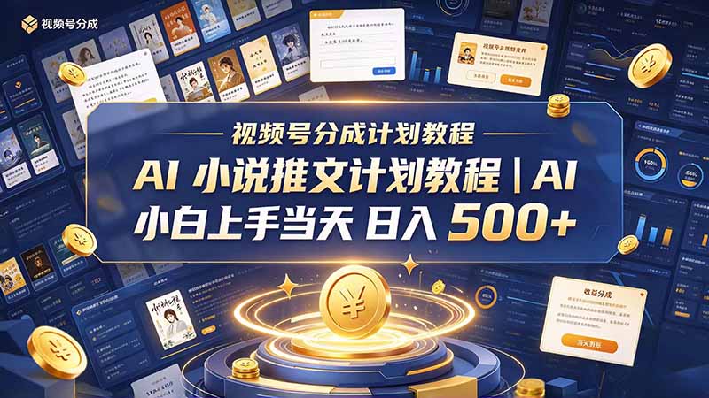 最新视频号分成计划教程｜AI 小说推文，小白上手当天日入 500+-网创之家