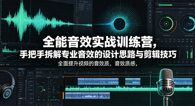 全能音效实战训练营，手把手拆解专业音效的设计思路与剪辑技巧，全面提升视频的音效质感-网创之家