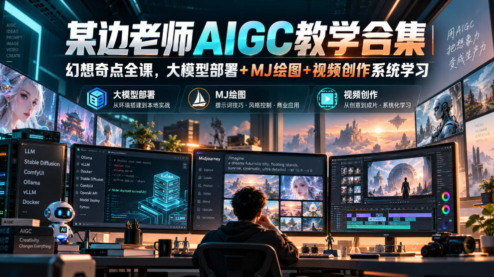 某边老师AIGC教学合集｜幻想奇点全课，大模型部署+MJ绘图+视频创作系统学习-网创之家