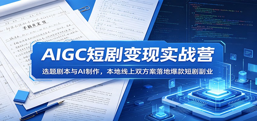 AIGC短剧变现实战营：选题剧本与AI制作，本地线上双方案落地爆款短剧副业-网创之家