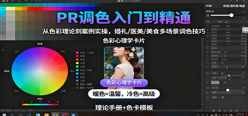 PR调色入门到精通：从色彩理论到案例实操，婚礼/医美/美食多场景调色技巧-网创之家