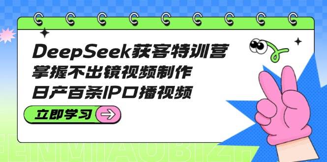 DeepSeek获客特训营：掌握不出镜视频制作，日产百条IP口播视频-网创之家