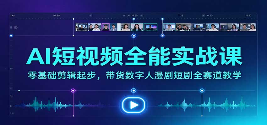 AI短视频全能实战课：零基础剪辑起步，带货数字人漫剧短剧全赛道教学-网创之家