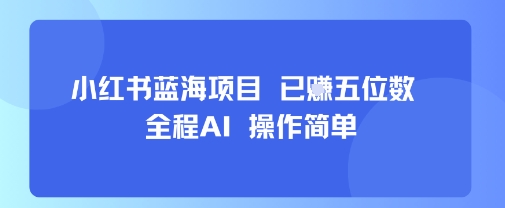 小红书蓝海项目,全程AI,操作简单,已挣五位数-网创之家