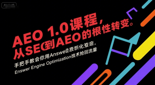 AEO 1.0 课程,从SEO到AE0的基命性转变,手把手教会你用AnswerEngineOptimization技术抢回流量-网创之家