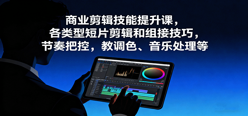 商业剪辑技能提升课,各类型短片剪辑和组接技巧,节奏把控,教调色、音乐处理等-网创之家