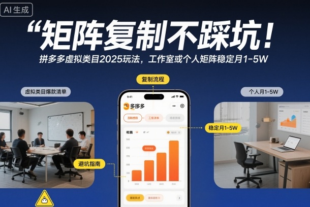 矩阵复制不踩坑！拼多多虚拟类目2025玩法，工作室或者个人矩阵稳定月1-5W【揭秘】-网创之家