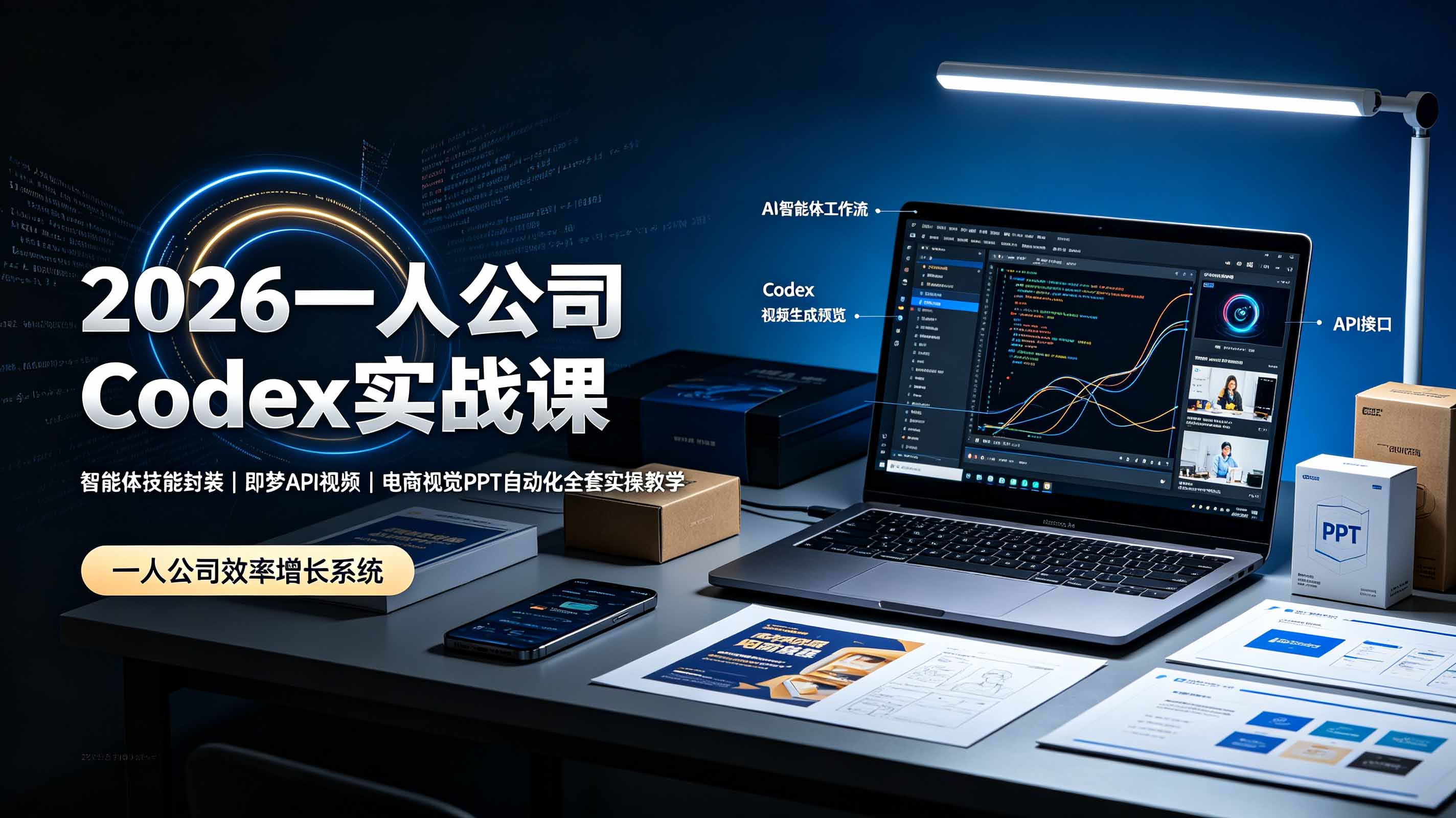 2026一人公司Codex实战课◆智能体技能封装｜即梦API视频｜电商视觉PPT自动化全套实操教学-网创之家