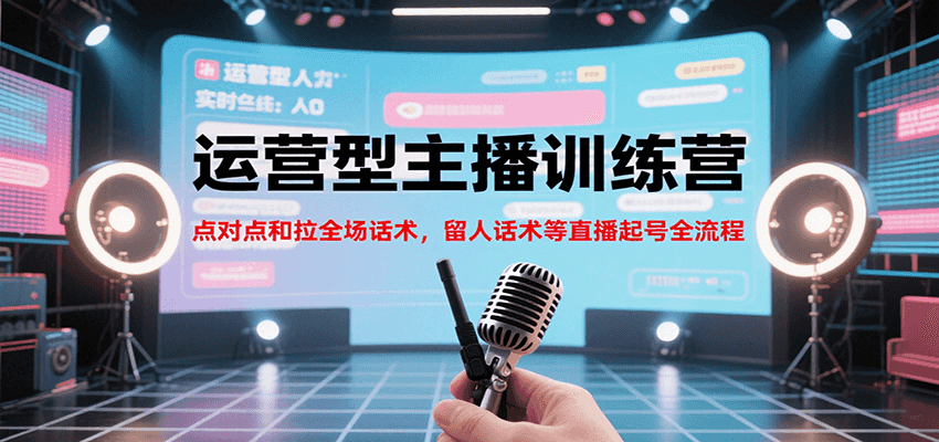 运营型主播训练营,点对点和拉全场话术,留人话术等直播起号全流程(更新8月)-网创之家