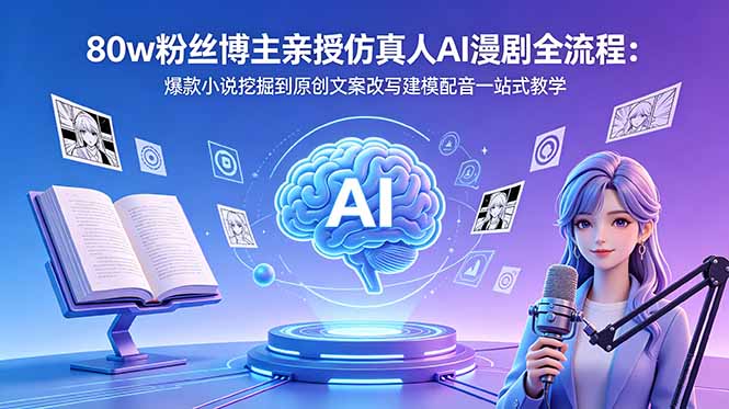 80w粉丝博主亲授仿真人AI漫剧全流程：爆款小说挖掘到原创文案改写建模配音一站式教学-网创之家