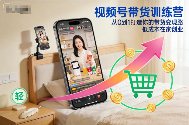 视频号带货训练营，从0到1打造你的带货变现路，低成本在家创业-网创之家