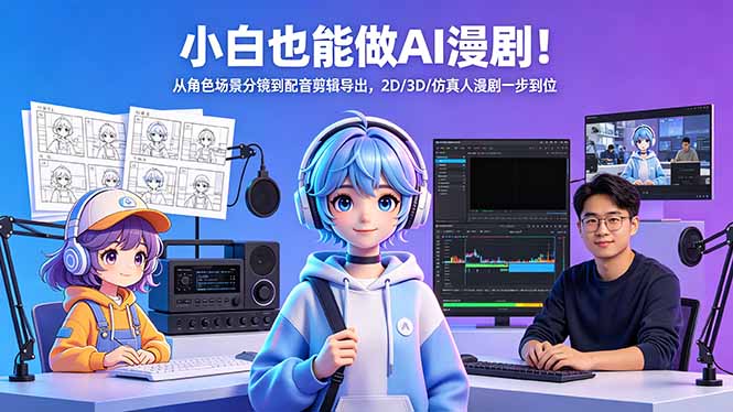 小白也能做AI漫剧！从角色场景分镜到配音剪辑导出，2D/3D/仿真人漫剧一步到位-网创之家