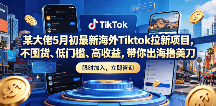 某大佬5月初最新海外Tiktok拉新项目，不囤货、低门槛、高收益，带你出海撸美刀-网创之家
