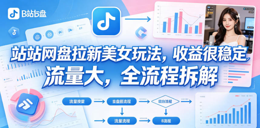 B站网盘拉新美女玩法，收益很稳定，流量大，全流程拆解-网创之家